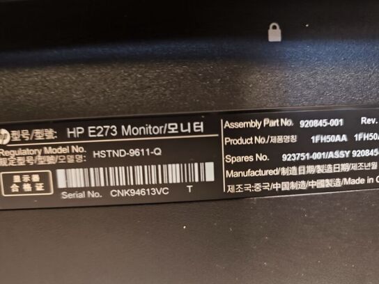 Skærm 27" HP EliteDisplay E273 IPS