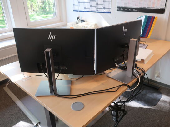 2 stk. HP EliteDisplay 27" skærme inkl. rollermouse & div. tilbehør