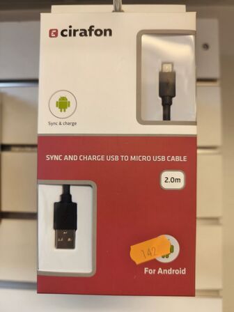 8 stk. CIRAFON USB->Micro USB 2m kabler (ubrugt)
