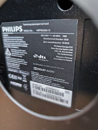 Fladskærms TV 43" PHILIPS 43PFS5505/12 på stativ