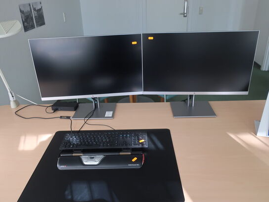 2 stk. HP EliteDisplay 27" skærme inkl. rollermouse & div. tilbehør