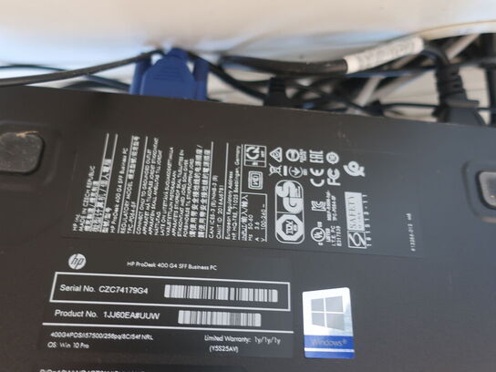 HP ProDesk | Intel i5-7500 | 8 GB | 256 GB SSD | HP 22" skærm