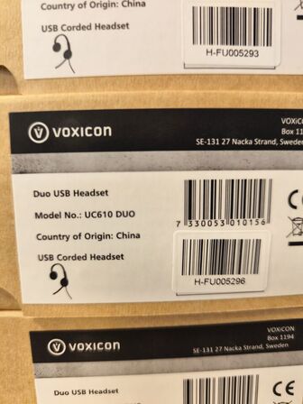4 stk. VOXICON UC610 DUO headset (ubrugt)