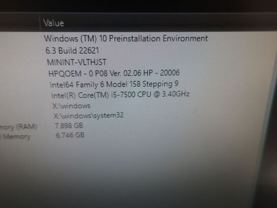 HP ProDesk | Intel i5-7500 | 8 GB | 256 GB SSD | HP 22" skærm