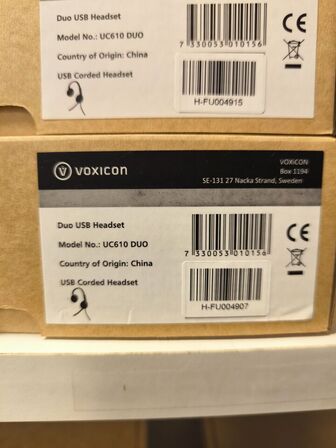 4 stk. VOXICON UC610 DUO headset (ubrugt)