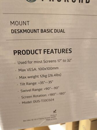 Skærmholder til 2 stk. skærme PROKORD (ubrugt)