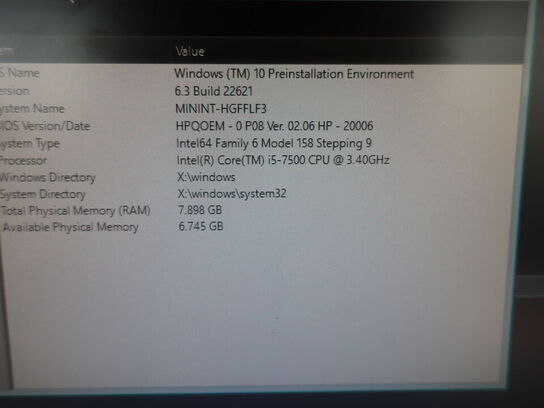 HP ProDesk | Intel i5-7500 | 8 GB | 256 GB SSD | HP 22" skærm