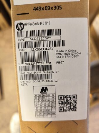 Bærbar PC HP ProBook 445 G10 AMD Ryzen 3 7330U | 8 GB | 256 GB NVMe (ubrugt)