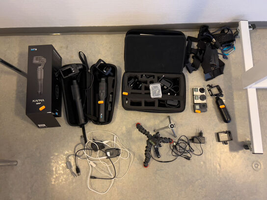 Stort GOPRO kit m. HERO4 & HERO5 kamera, samt meget tilbehør