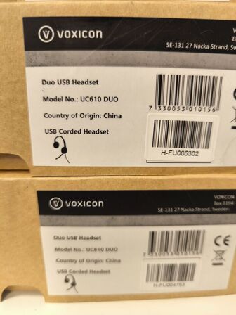 4 stk. VOXICON UC610 DUO headset (ubrugt)