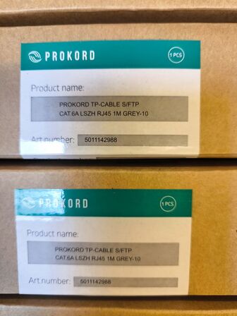 7 ks. á 10 pk. PROKORD RJ45 Cat.6A 1m kabler (ubrugt)