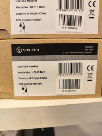 4 stk. VOXICON UC610 DUO headset (ubrugt)