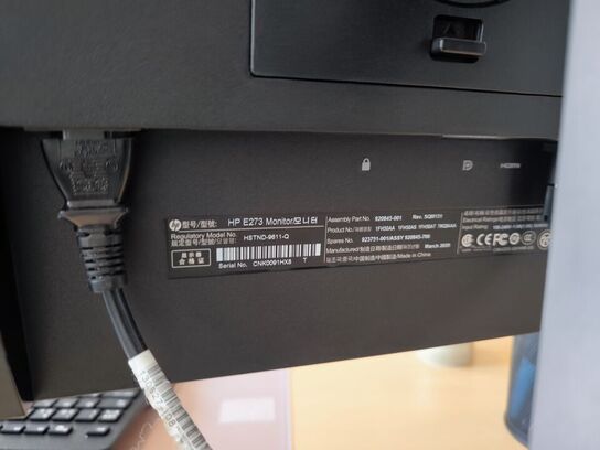 2 stk. 27" HP EliteDisplay E273 inkl. CONTOUR rollermouse og tastatur