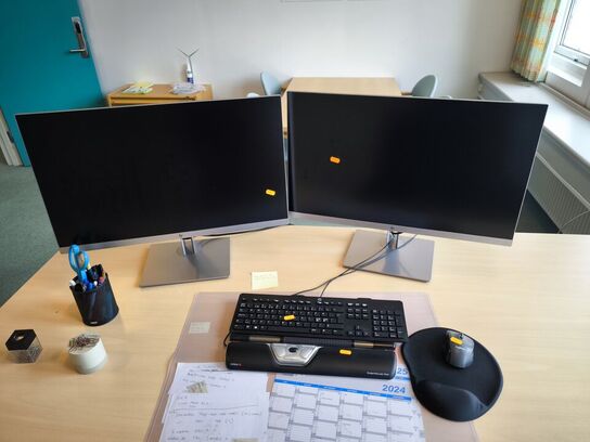 2 stk. 27" HP EliteDisplay E273 inkl. CONTOUR rollermouse og tastatur