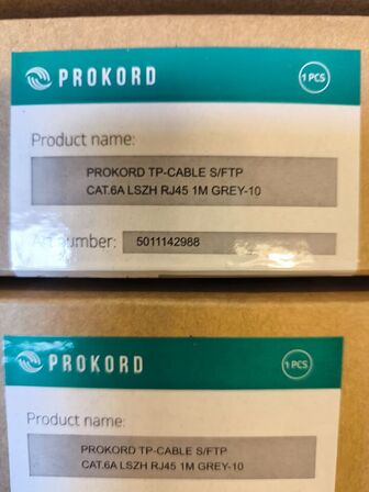 7 ks. á 10 pk. PROKORD RJ45 Cat.6A 1m kabler (ubrugt)