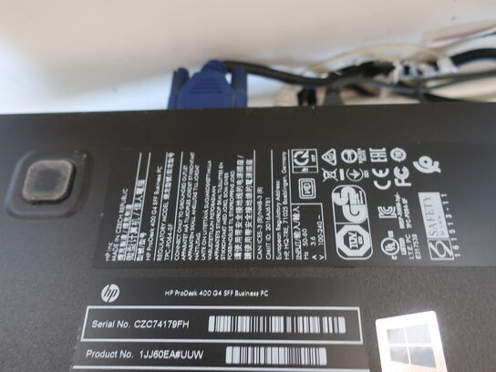 HP ProDesk | Intel i5-7500 | 8 GB | 256 GB SSD | HP 22" skærm