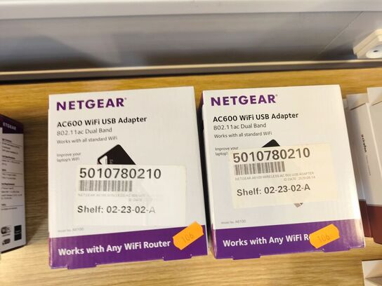 4 stk. NETGEAR AC600 WiFi USB adaptere (ubrugt)
