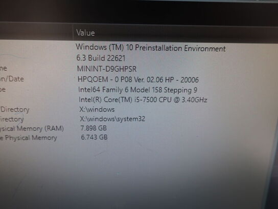 HP ProDesk | Intel i5-7500 | 8 GB | 256 GB SSD | HP 22" skærm