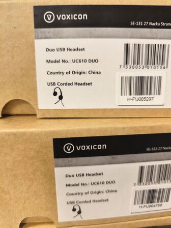 3 stk. VOXICON UC610 DUO headset (ubrugt)