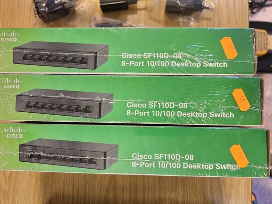 3 stk. netværksswitche CISCO SF110D-08 (ubrugt)