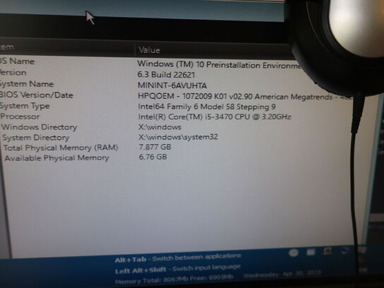 HP ProDesk | Intel i5-3470 | 8 GB | 480 GB SSD | HP 22" skærm