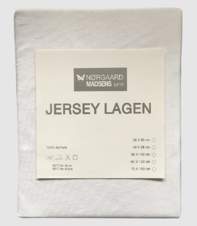 7 stk. Nørgaard Madsen jersey lagen 100x100 cm - Hvid