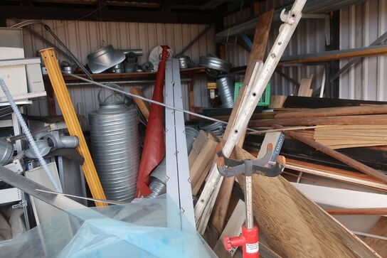 Gearkasseløfter, div. jern, træ, udsugningsdele m.m.