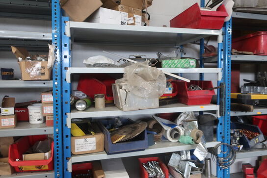 3 stk. lagerreoler med div. Værktøj, varelager, reservedele m.m.