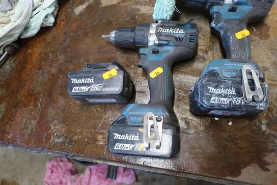 2 stk. akku håndværktøj MAKITA DDF484 med 3 stk. batterier