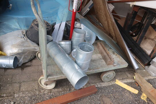 Gearkasseløfter, div. jern, træ, udsugningsdele m.m.