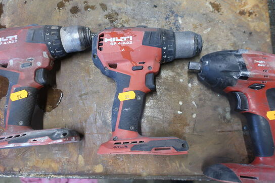 3 stk. akku håndværktøj HILTI SF 4-A22