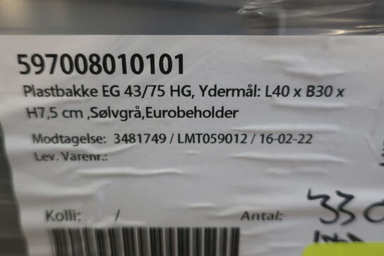 330 stk. plastbakker NUER PACKAGING Model: EG 43/75 HG