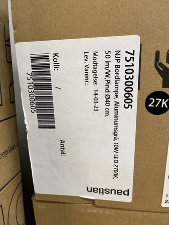 Bordlampe LOUIS POULSEN Model: NJP FIXTURE LED 27K 7510300605