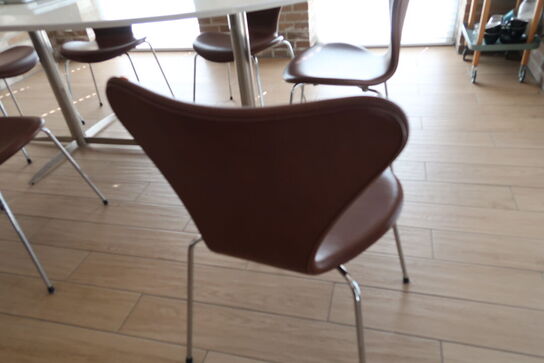 6 stk. spisebordsstole Syveren af Arne Jacobsen, Fuldpolstret læder