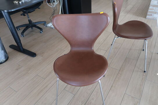 6 stk. spisebordsstole Syveren af Arne Jacobsen, Fuldpolstret læder