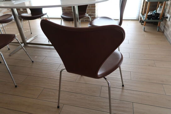 6 stk. spisebordsstole Syveren af Arne Jacobsen, Fuldpolstret læder