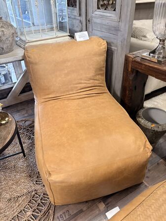 Loungestol i læder COGNAC 83x103x83 cm