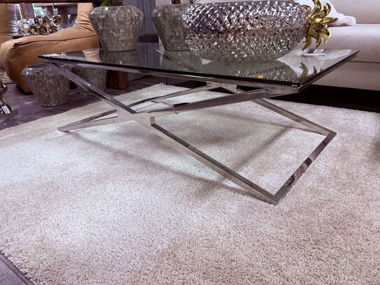 Sofabord i alu/glas KARLSTAD 130x70x40 cm.