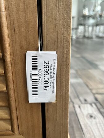 Bænk m. 2 vippeskuffer m. Hynde 110x30x50 cm