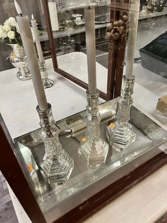 3 stk. Lysestager m. Fad