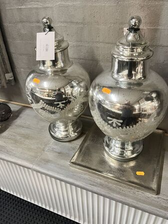 2 stk. Opbevaringskrukke m. Låg