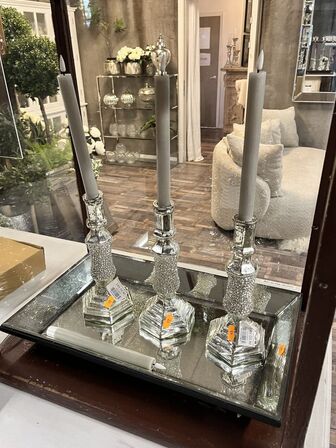 3 stk. Lysestager m. Fad