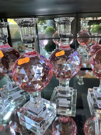 2 stk. Lysestager i krystal