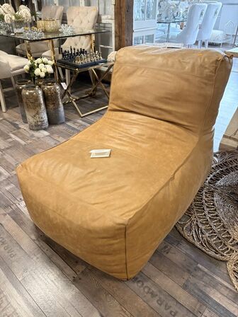 Loungestol i læder COGNAC 83x103x83 cm