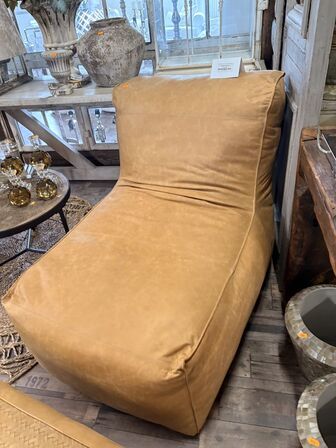 Loungestol i læder COGNAC 83x103x83 cm