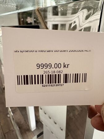 Spisebord i alu/glas 200x100x4 cm