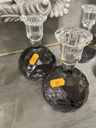 2 stk. Lysestager i krystal