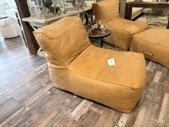 Loungestol i læder COGNAC 83x103x83 cm