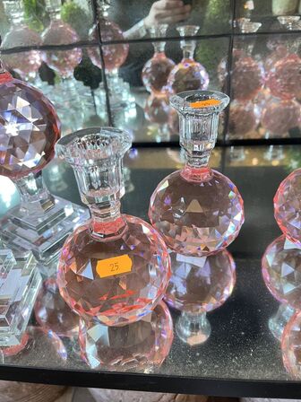 2 stk. Lysestager i krystal