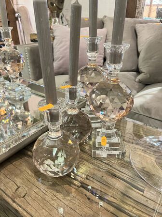 4 stk. Lysestager i glaskrystal